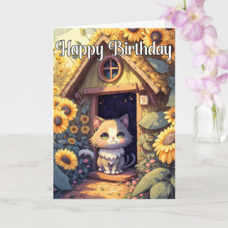 Adorable Posing Kitty Cat Illustration Card