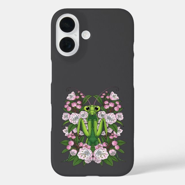 Adorable Praying Mantis And Mountain Laurel  Case-Mate iPhone Case (Back)