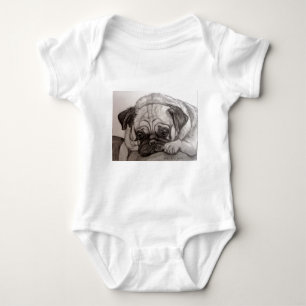 Adorable Pug artwork by Carol Zeock Baby Bodysuit