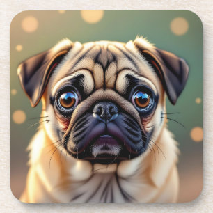 Adorable Pug Close up   Cute Dog  Coaster