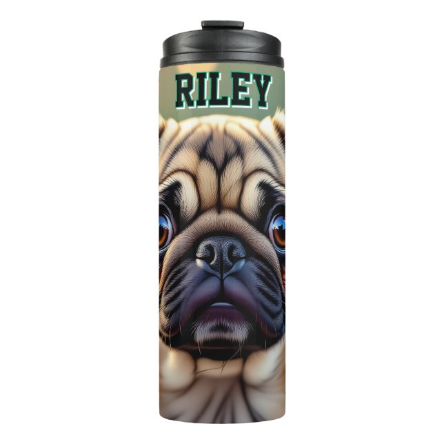 Adorable Pug Close up | Cute Dog Personalized Thermal Tumbler (Front)