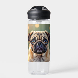 Adorable Pug Close up   Cute Dog Personalized Water Bottle
