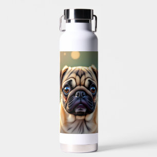 Adorable Pug Close up   Cute Dog Personalized Water Bottle