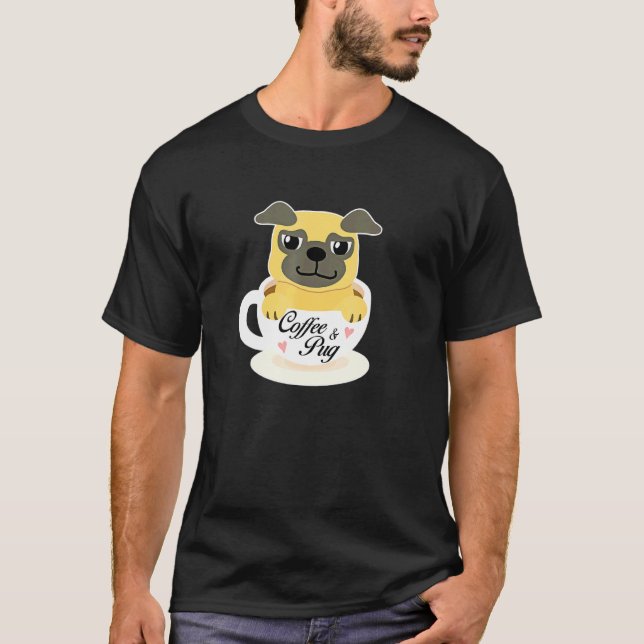 Adorable Pug Coffee Cup T-Shirt (Front)