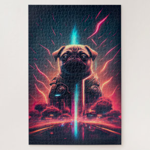 Adorable Pug in Futuristic Robot Costume Jigsaw Puzzle