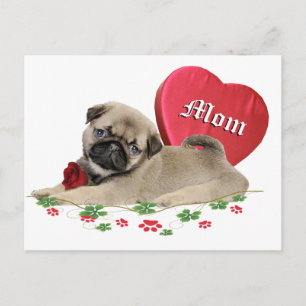Adorable Pug Mum Design Postcard