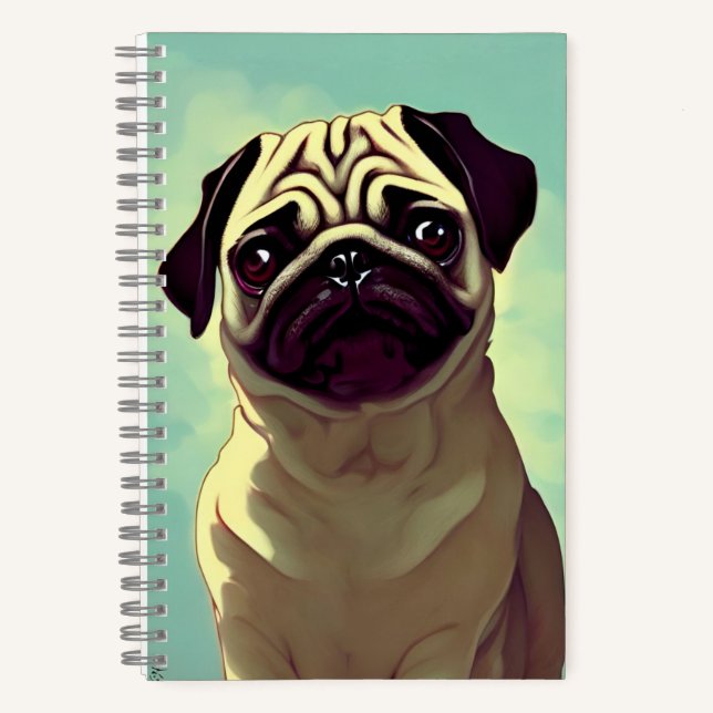 Adorable Pug Puppy of Dog Cutest Animal Portrait Notebook (Front)