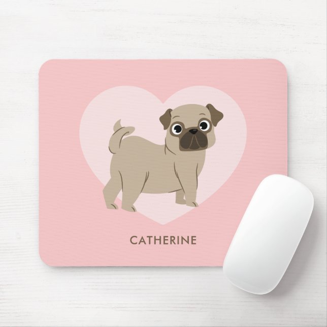 Adorable Pug Puppy Personalised Mouse Pad (With Mouse)