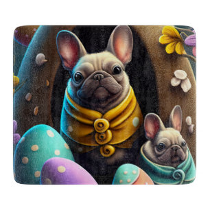 Adorable Pug with Easter Eggs A Festive and Cute Cutting Board
