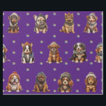 Adorable Puppies 1 Christmas Holiday on Purple Wrapping Paper<br><div class="desc">Cute puppies on holiday wrapping paper will entertain and delight anyone you gift it to! Adorable, quality wrapping paper will be your favourite. Look for all our holiday puppy products in our Happy Holidays, Dog Breed Ornaments, and Holiday Wraps and Accessories Collections. Plus, any animal-themed products sold from the Paws...</div>