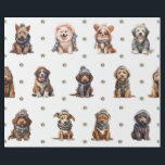 Adorable Puppies 6 Christmas Holiday on White Wrapping Paper<br><div class="desc">Cute puppies on holiday wrapping paper will entertain and delight anyone you gift it to! Adorable, quality wrapping paper will be your favourite. Look for all our holiday puppy products in our Happy Holidays, Dog Breed Ornaments, and Holiday Wraps and Accessories Collections. Plus, any animal-themed products sold from the Paws...</div>