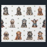 Adorable Puppies 8 Christmas Holiday on White Wrapping Paper<br><div class="desc">Cute puppies on holiday wrapping paper will entertain and delight anyone you gift it to! Adorable, quality wrapping paper will be your favourite. Look for all our holiday puppy products in our Happy Holidays, Dog Breed Ornaments, and Holiday Wraps and Accessories Collections. Plus, any animal-themed products sold from the Paws...</div>
