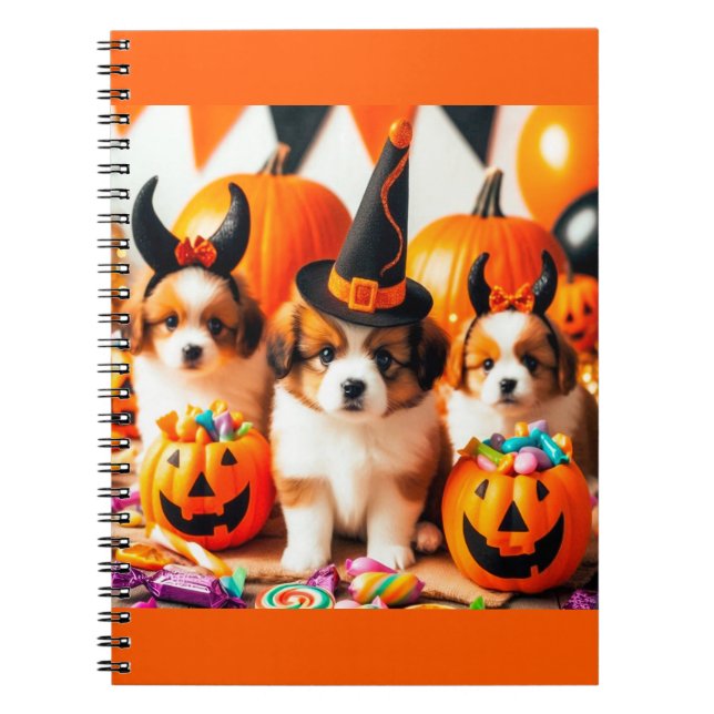 Adorable puppies halloween  notebook (Front)