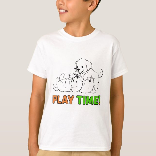 Adorable Puppies Play Time - Cute Golden Retriever T-Shirt (Front)