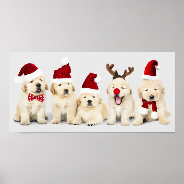 Adorable Puppies Poster (Festive dogs' ready for the Christmas Holiday!)