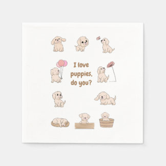 Adorable Puppy Birthday Party Napkin