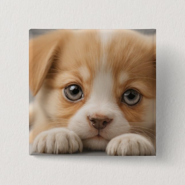 Adorable Puppy Button Badge (Front)