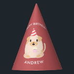 Adorable Puppy Dog Kids Birthday Party Hat<br><div class="desc">Fun animals themed personalised kids birthday party hats.</div>