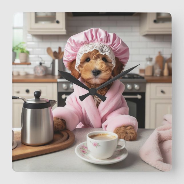 Adorable Puppy Funny Dog Wall Clock (Front)