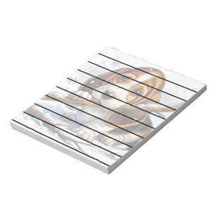 Adorable Puppy Holding a Snowy Stick Notepad