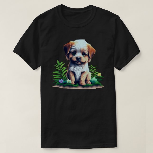 Adorable Puppy in a Natural Setting  T-Shirt (Design Front)