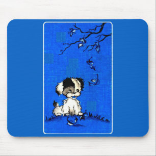 adorable puppy in autumn mouse pad
