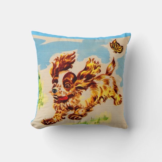 adorable puppy on the run cushion (Front)