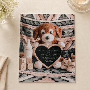 Adorable puppy plushy pregnancy announcement  jigsaw puzzle