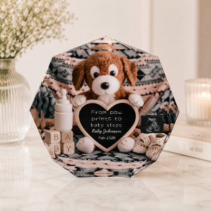 Adorable puppy plushy pregnancy announcement  photo block
