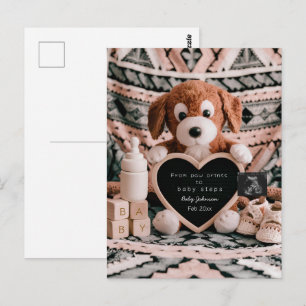 Adorable puppy plushy pregnancy announcement  postcard