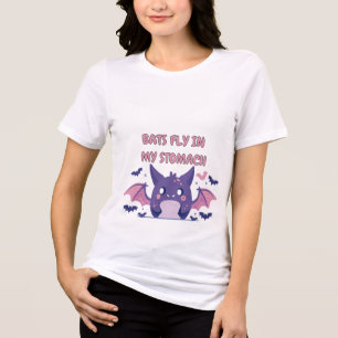 adorable purple cartoon bat with pink wings Tri-Blend shirt