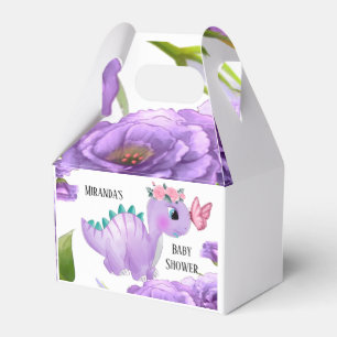 Adorable Purple Dinosaur Floral Baby Shower Favour Box