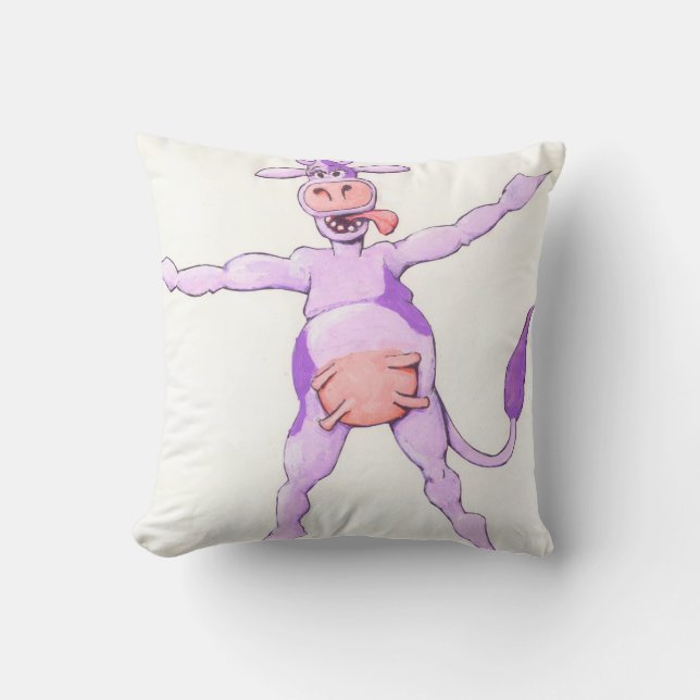 Adorable Purple Leaping Cow Cushion (Front)