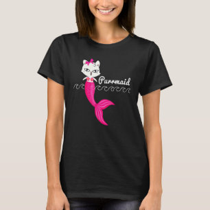 Adorable Purrmaid White Cat Cute Mermaid Beach Gir T-Shirt
