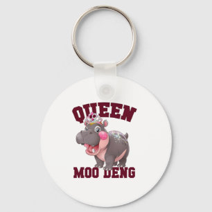 Adorable QUEEN MOO DENG Mum Baby Hippo Princess Ch Key Ring