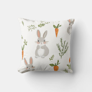 Adorable Rabbit and Carrot Fabric 1 Cushion
