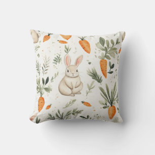 Adorable Rabbit and Carrot Fabric 3 Cushion