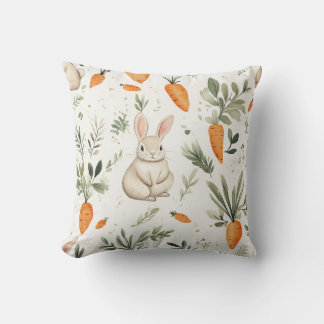 Adorable Rabbit and Carrot Fabric 3 Cushion
