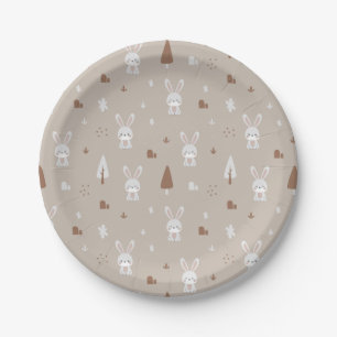 Adorable Rabbit Kids Pattern Paper Plates