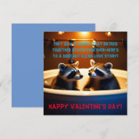 Adorable Raccoons in Bathtub Fun Valentine's Day