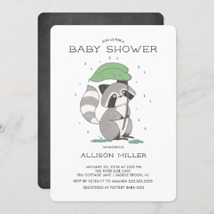 Adorable Racoon Baby Shower Invitation