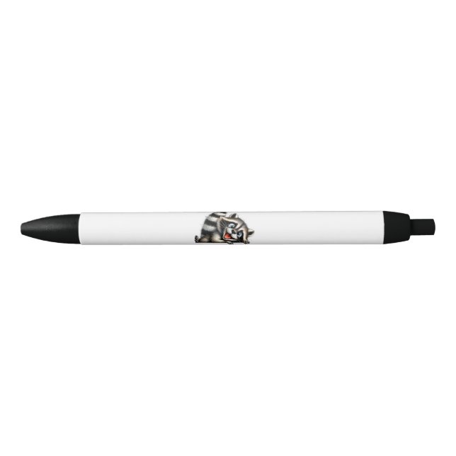 Adorable Racoon Christmas Peek - Cute Holiday Gif Black Ink Pen (Front)