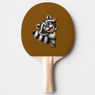 Adorable Racoon Christmas Peek - Cute Holiday Gif Ping Pong Paddle