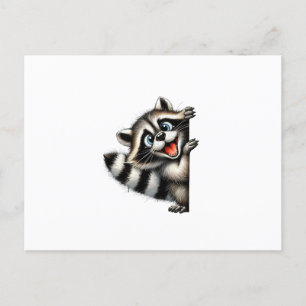 Adorable Racoon Christmas Peek - Cute Holiday Gif Postcard
