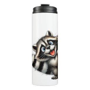 Adorable Racoon Christmas Peek - Cute Holiday Gif Thermal Tumbler