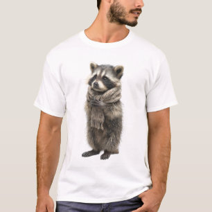 Adorable Racoon Wearing Knitted Scarf T-Shirt