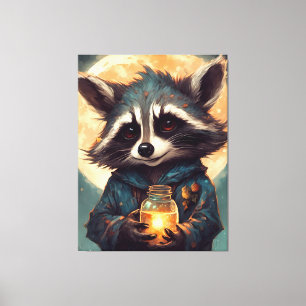 Adorable Racoon With a Magic Potion Canvas Print
