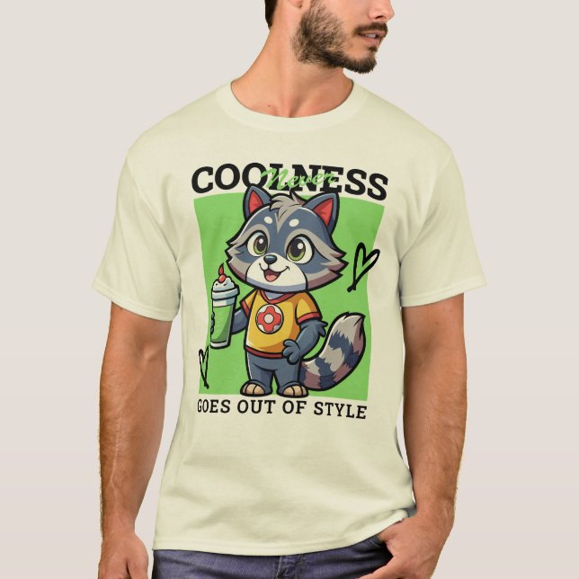 Adorable Racoon with Smoothie T-shirt (Front)