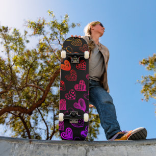 Adorable Rainbow Heart Scribble Drawing Skateboard