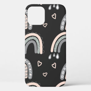 Adorable rainbow seamless pattern in trendy Scandi iPhone 12 Case